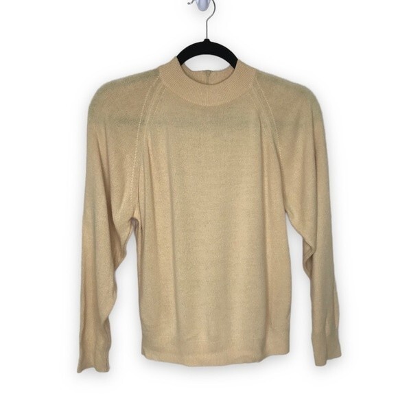 Vintage Hampshire Studio Mock Turtleneck Zip Back Sweater Yellow Gold Women PM - Picture 1 of 11